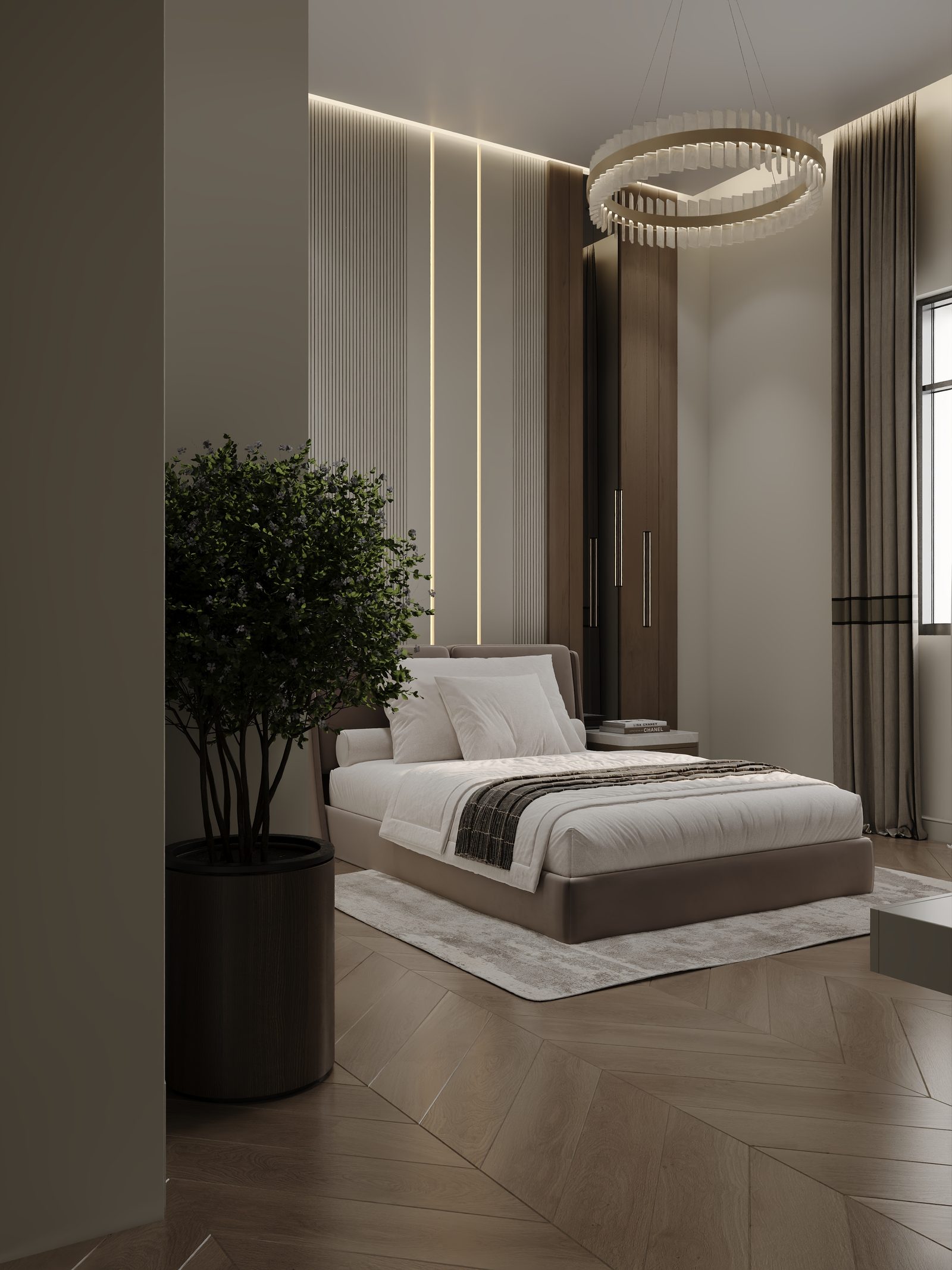 House interior project in Ramana — Master bedroom. Interior view 5