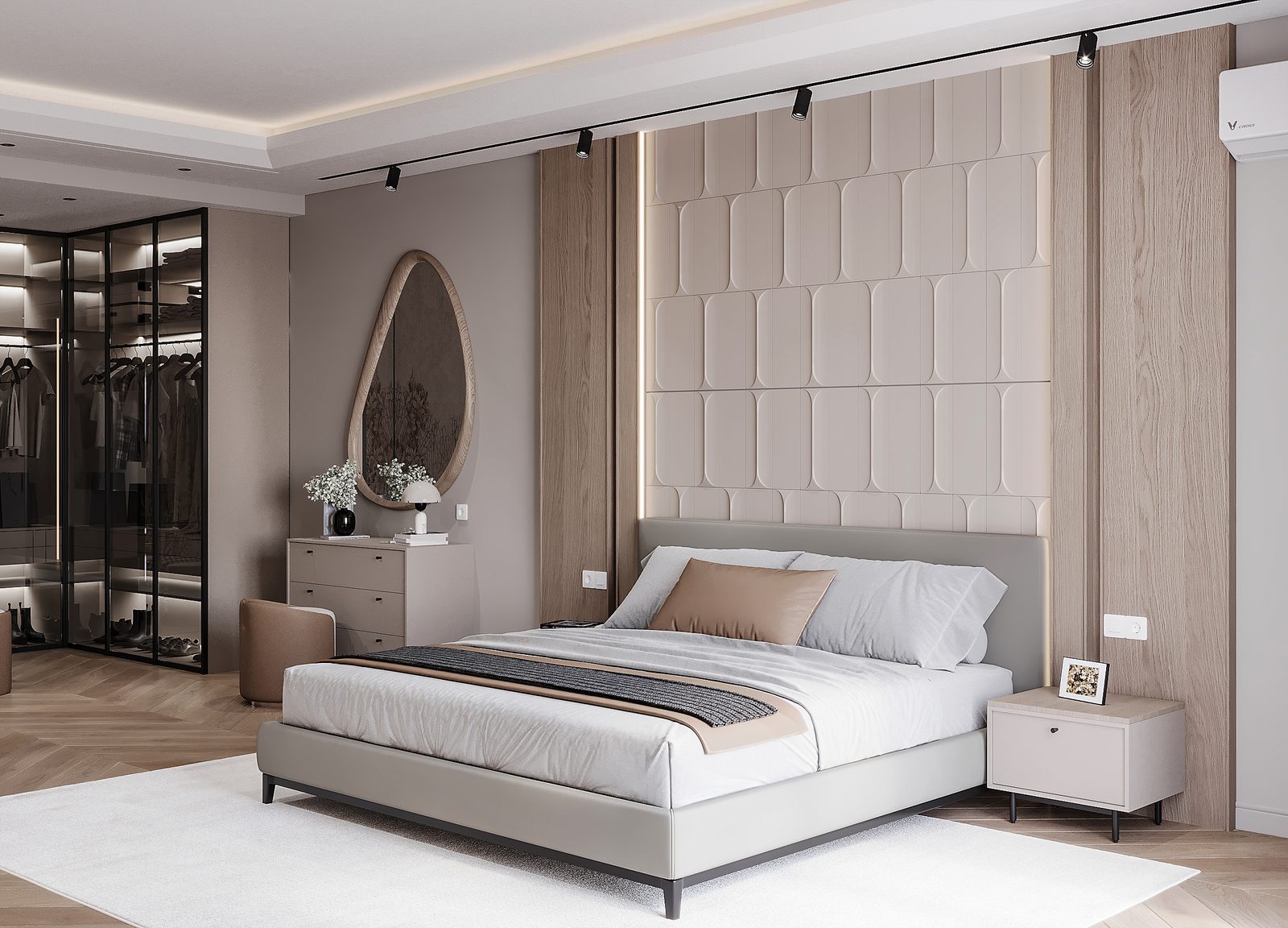 House interior project in Ramana — Master bedroom. Interior view 8