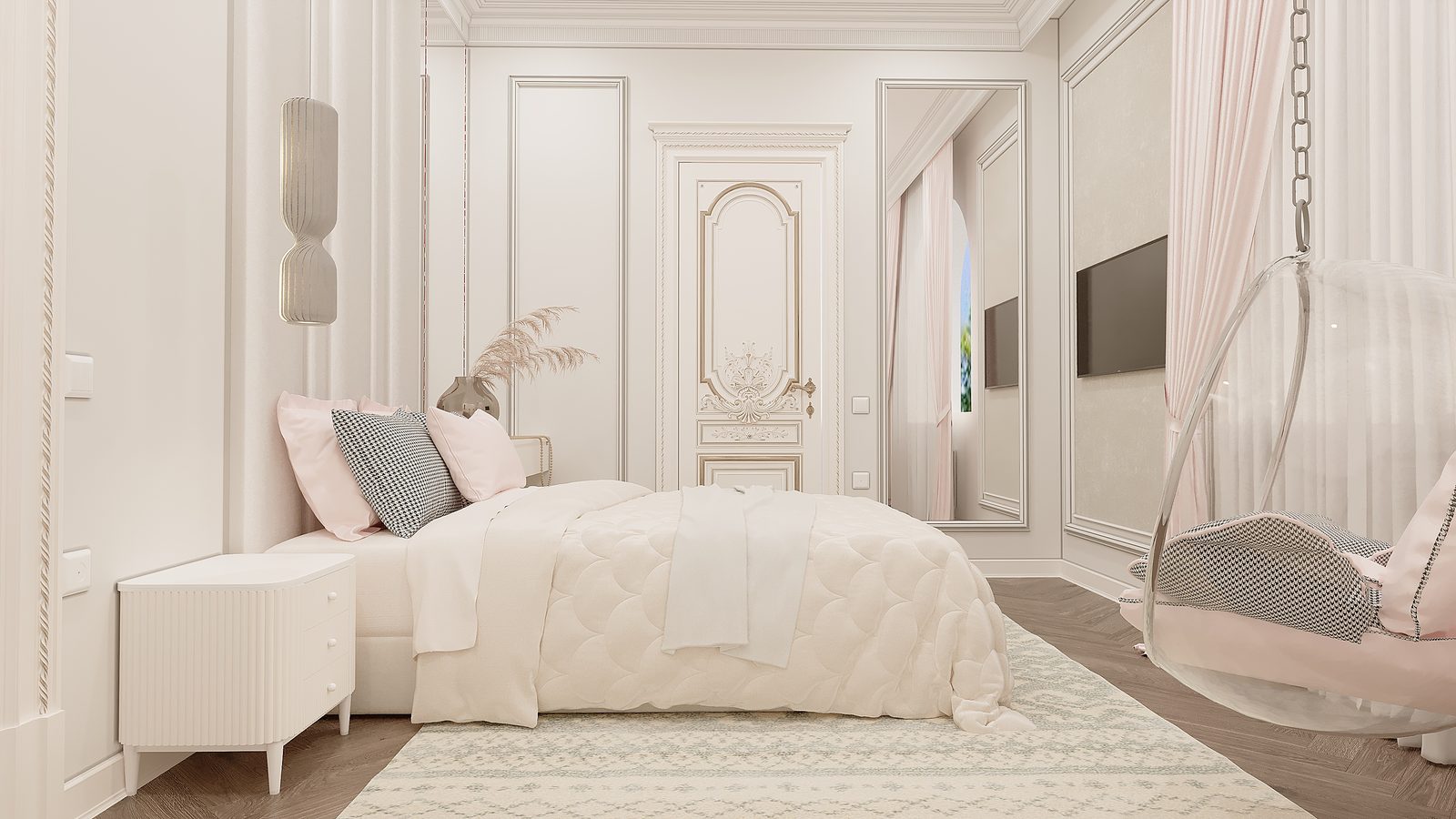 Two-storey house interior project — Girl's room. Interior view 8