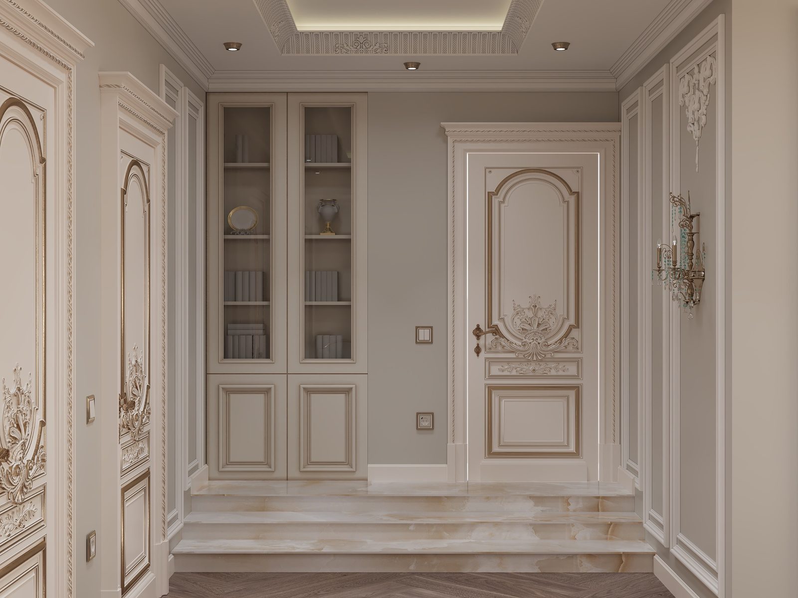 Two-storey house interior project — Master bedroom. Interior view 6