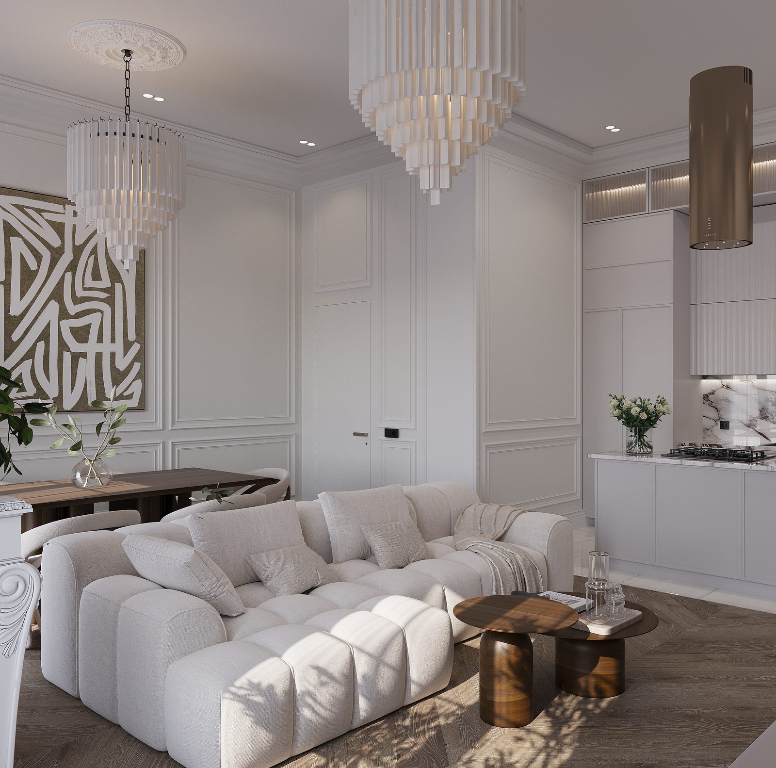 83 m² apartment — English neoclassical interior — Hallway. Interior view 2