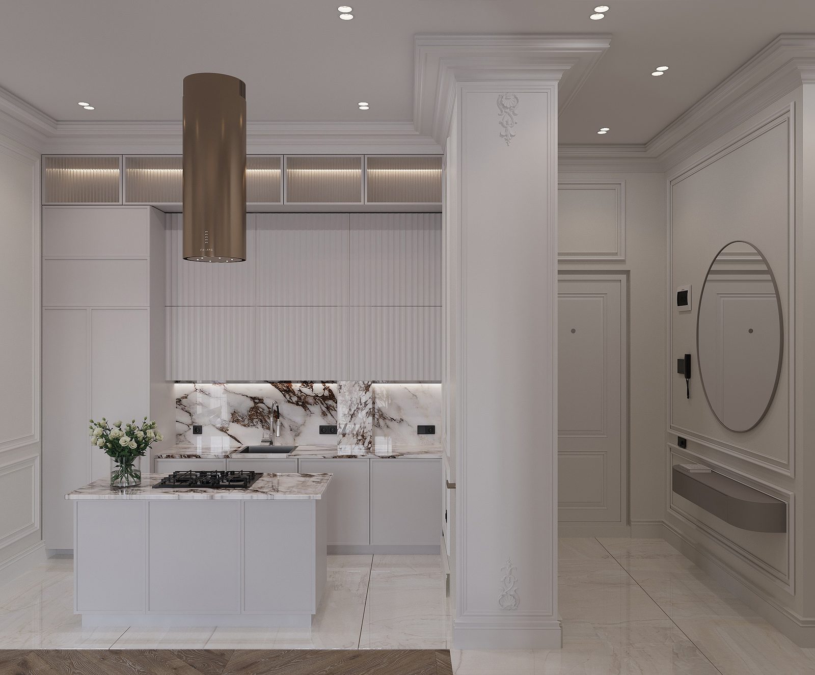 83 m² apartment — English neoclassical interior — Hallway. Interior view 3