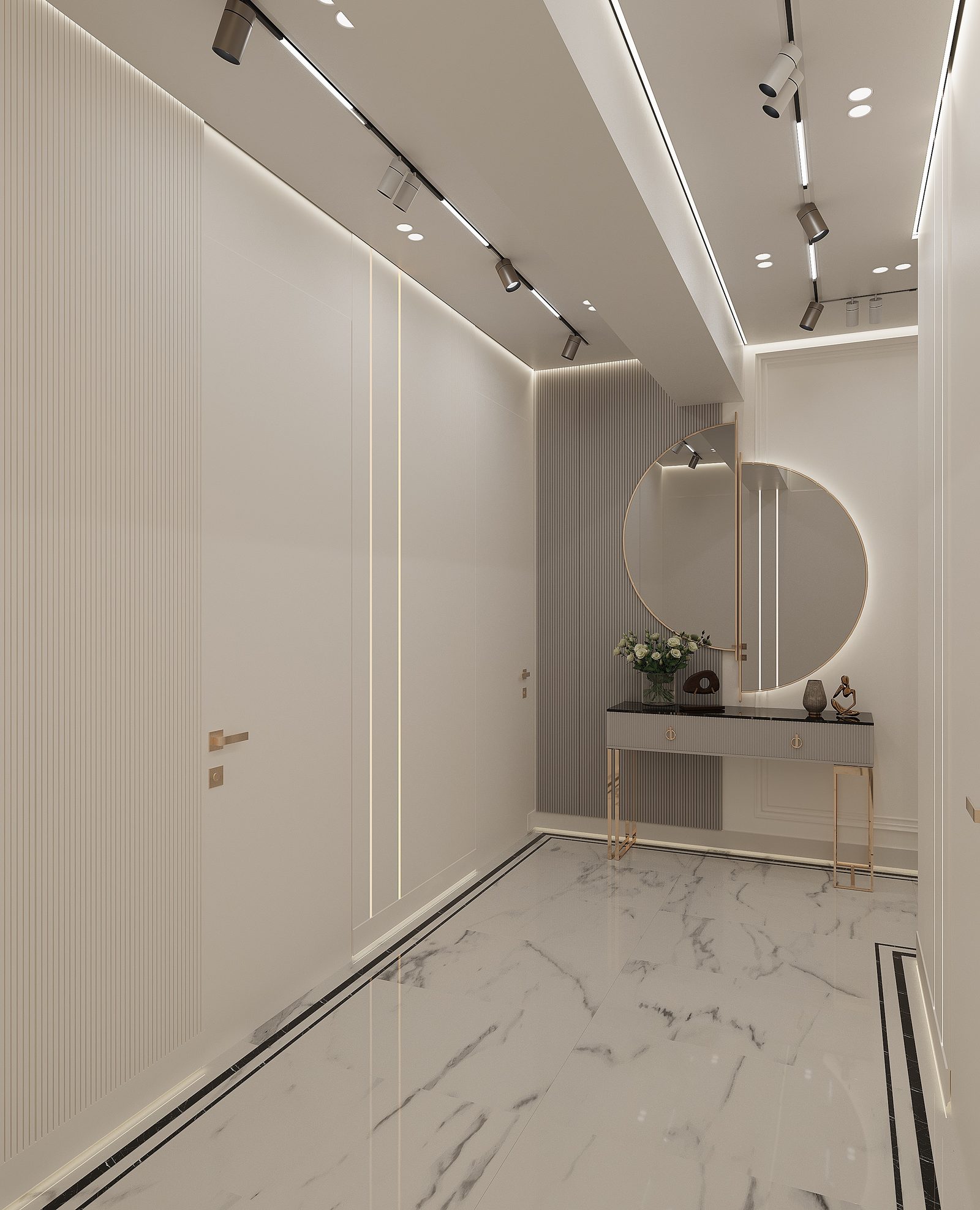 135 m² mənzil layihəsi — Lüks modern — Holl. İnteryer görüntüsü 2
