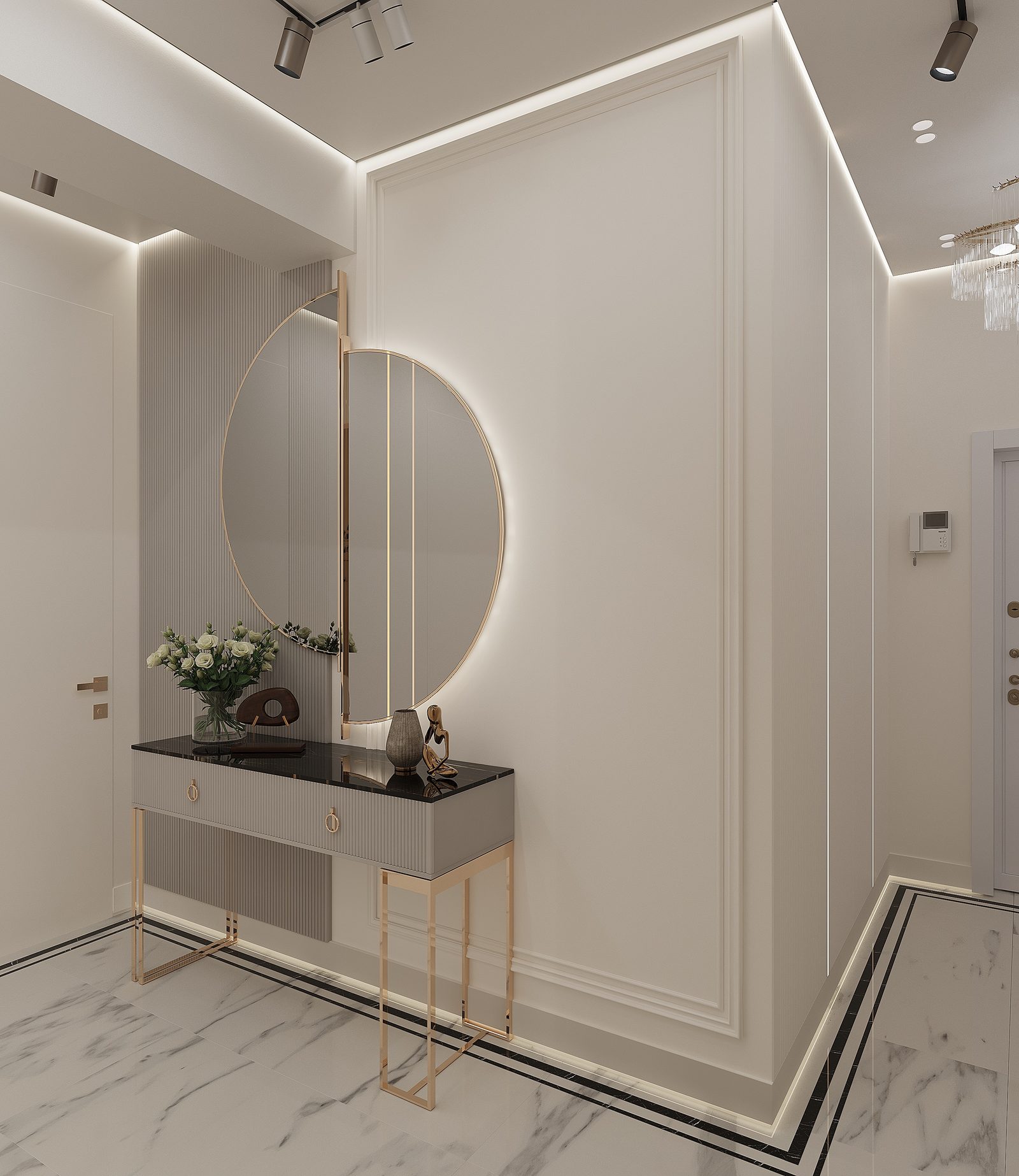 135 m² mənzil layihəsi — Lüks modern — Holl. İnteryer görüntüsü 3