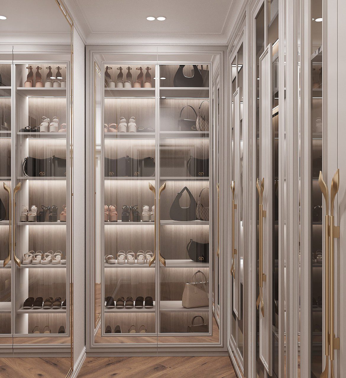 156 m² apartment — luxury neoclassical interior — Wardrobe. Interior view 12