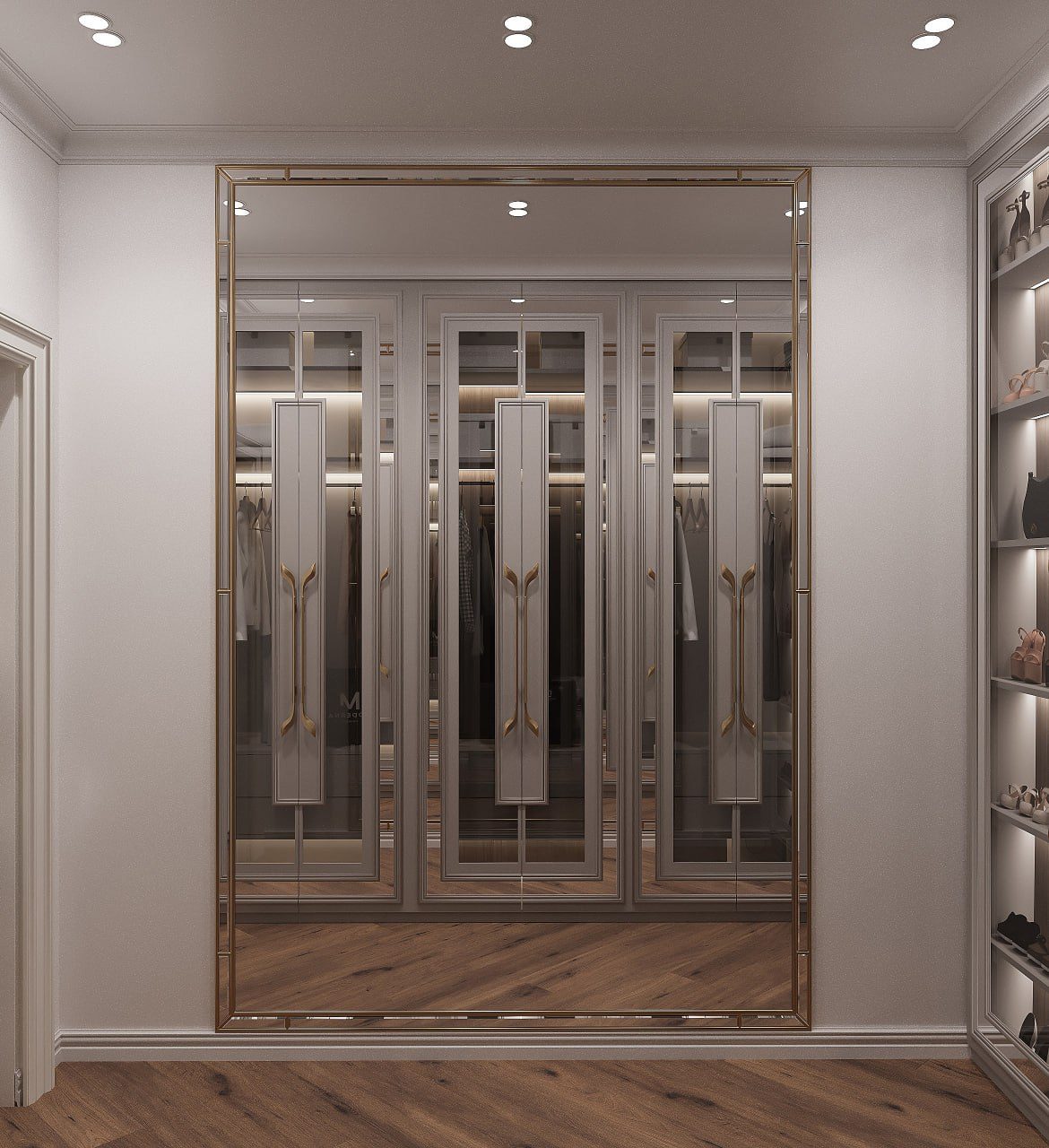 156 m² apartment — luxury neoclassical interior — Wardrobe. Interior view 13