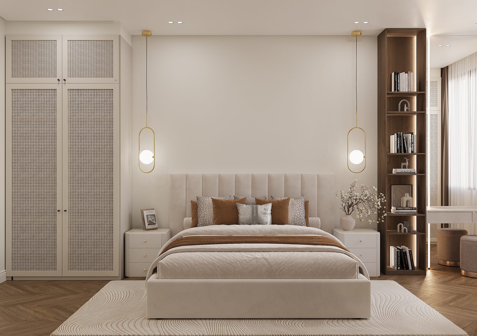 102 m² mənzil layihəsi, Galaxy Park — Əsas yataq otağı. İnteryer görüntüsü 4