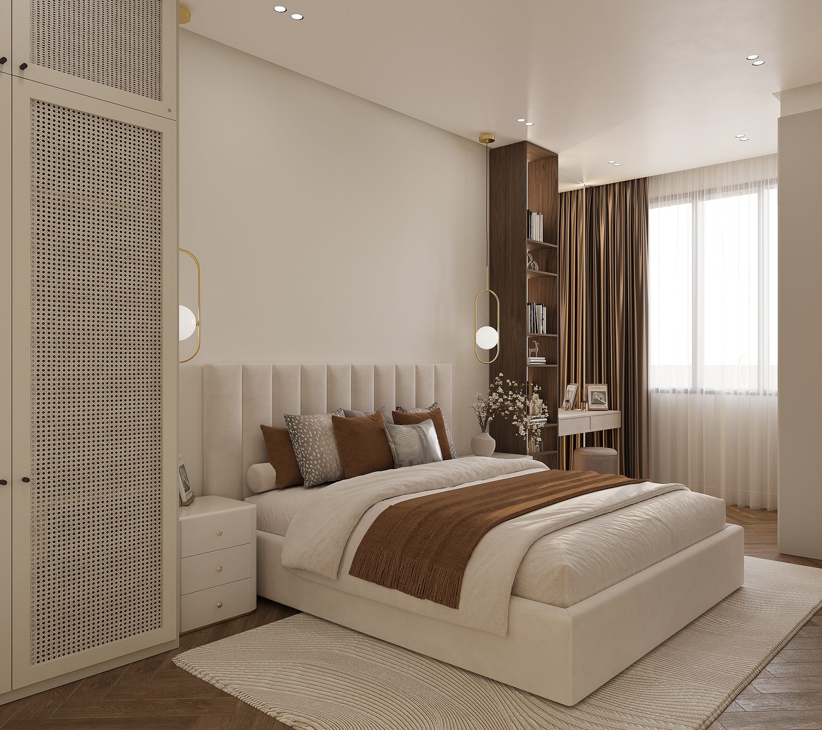 102 m² mənzil layihəsi, Galaxy Park — Əsas yataq otağı. İnteryer görüntüsü 5