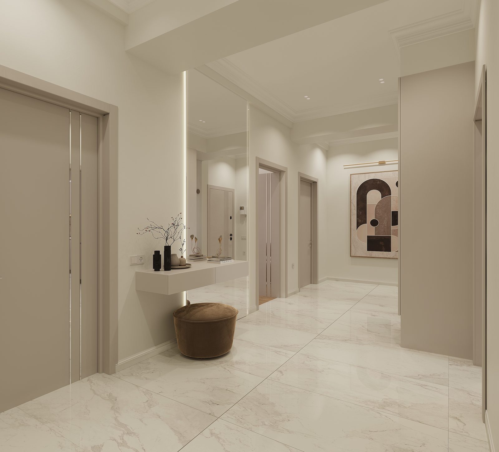 130 m² mənzil layihəsi, Ağ Şəhər — Holl. İnteryer görüntüsü 2
