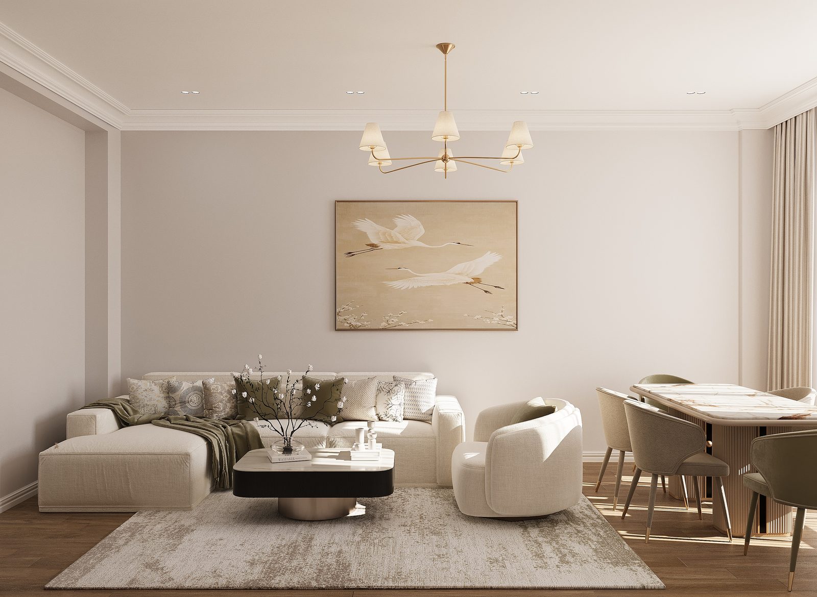 Квартира 140 м², Белый город — Гостиная. Вид интерьера 3