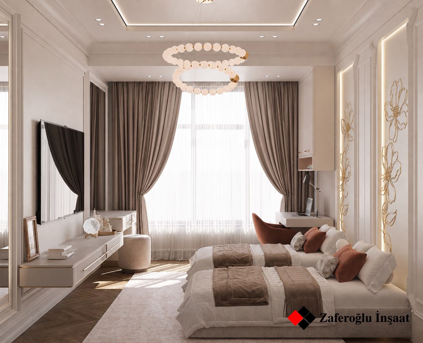 152 m² apartment, Akhundov Residence — Girl's room. Interior view 7