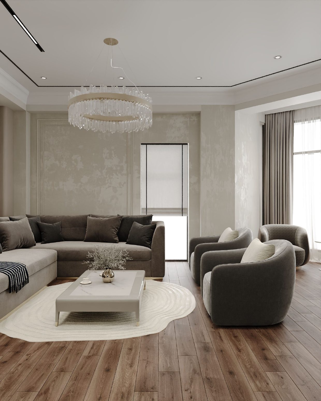 236.3 m² apartment project — Living room. Interior view 3