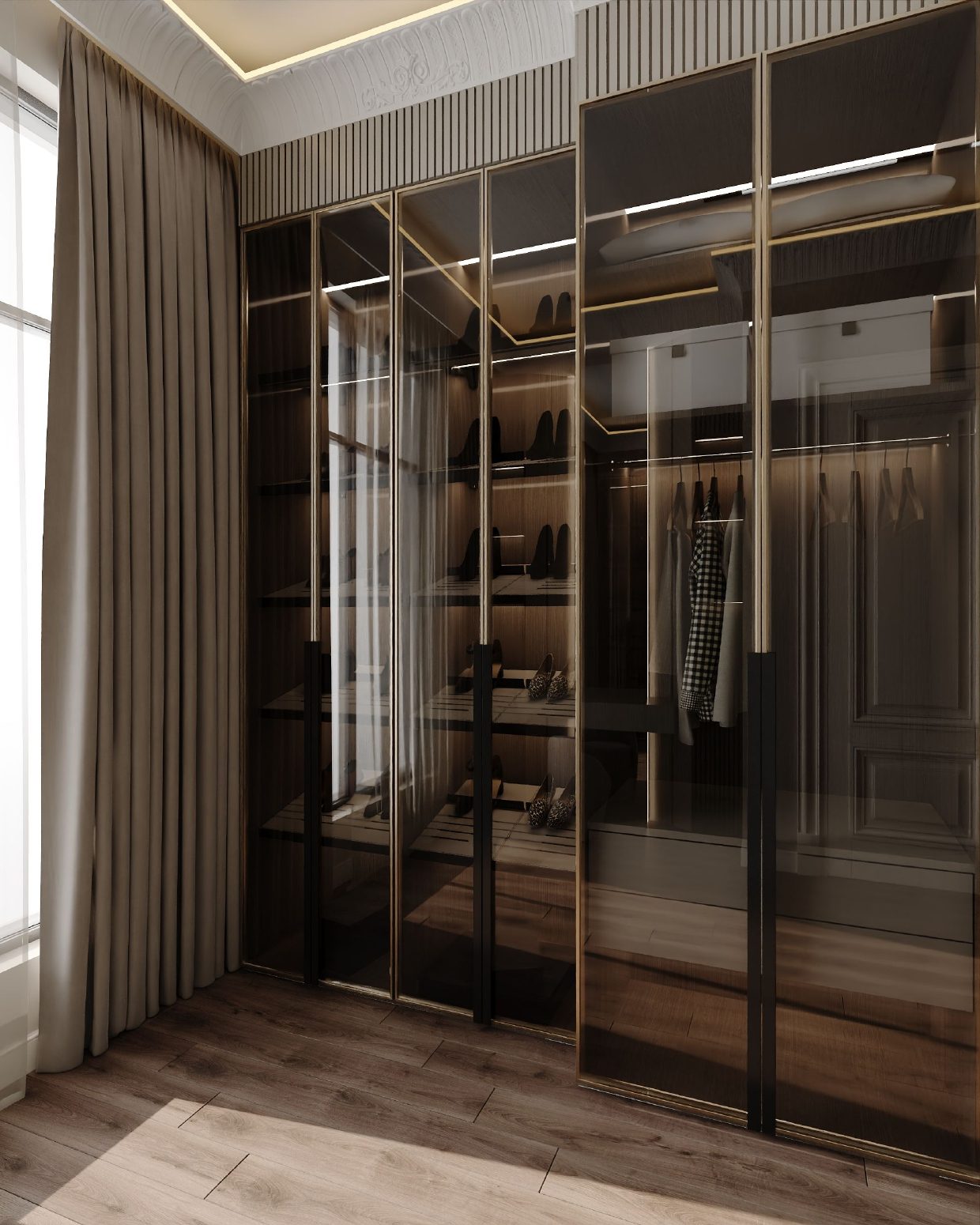 236.3 m² apartment project — Wardrobe. Interior view 10