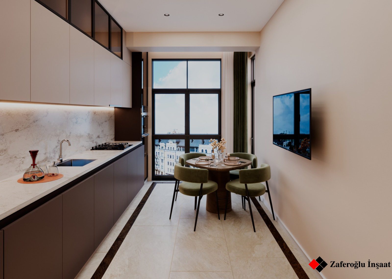 62 m² mənzil layihəsi, Qarayev — Mətbəx. İnteryer görüntüsü 8