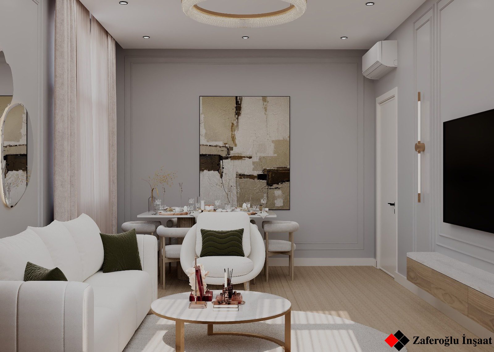 62 m² mənzil layihəsi, Qarayev — Zal. İnteryer görüntüsü 4