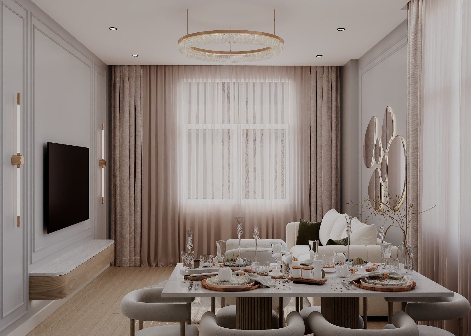 62 m² mənzil layihəsi, Qarayev — Zal. İnteryer görüntüsü 5