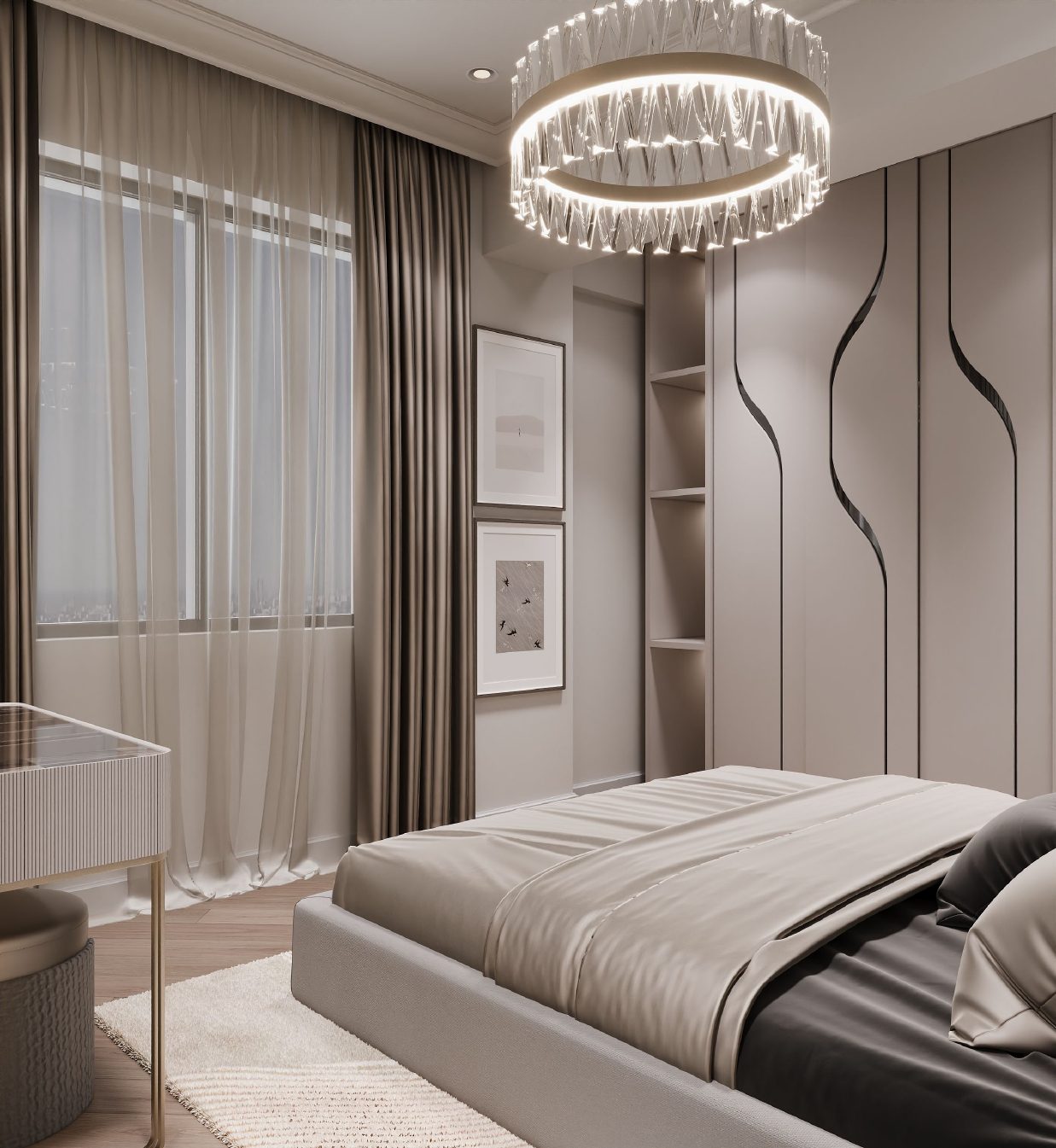 86 m² apartment in Khatai — Master bedroom. Interior view 8