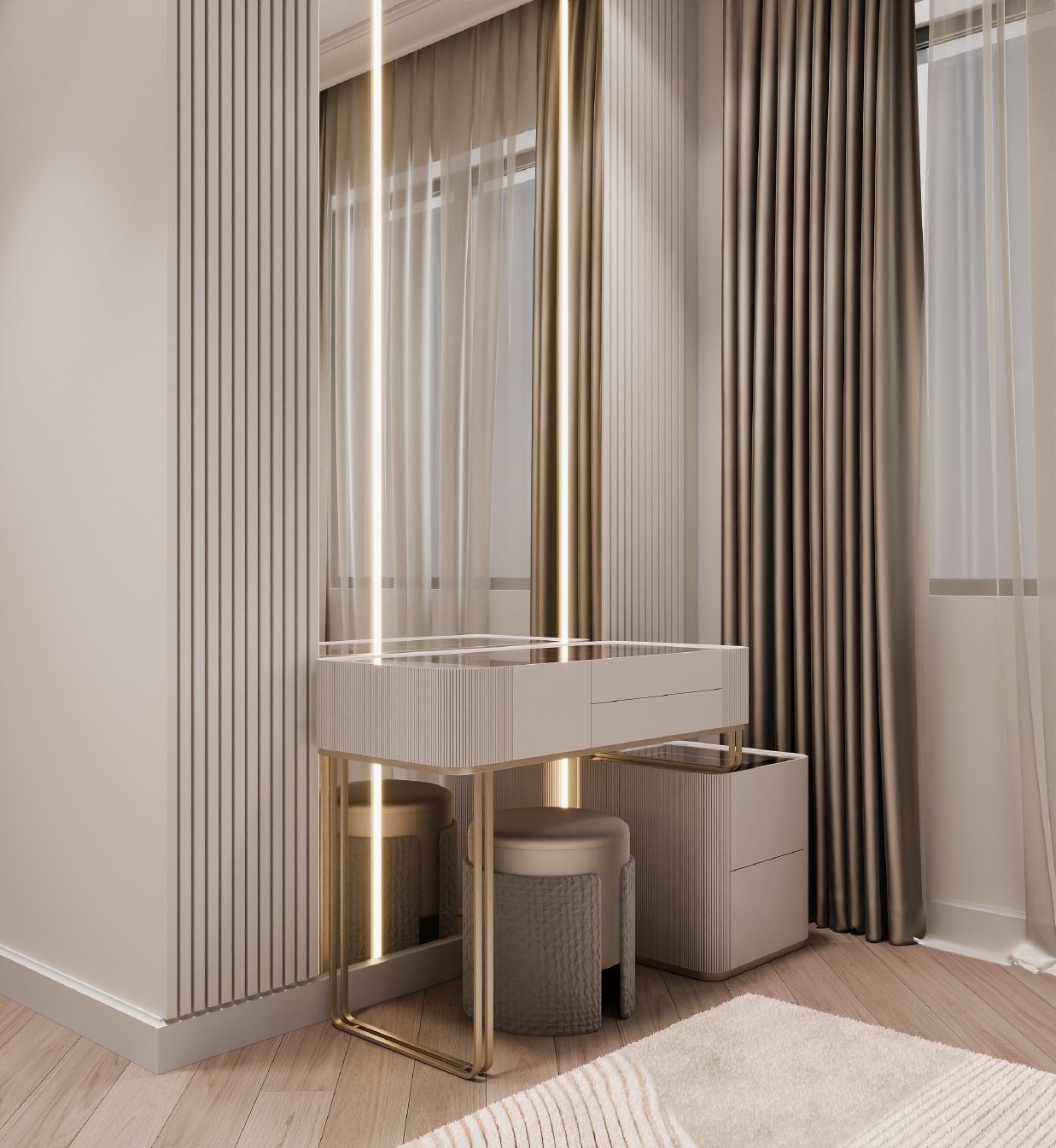 86 m² apartment in Khatai — Master bedroom. Interior view 9