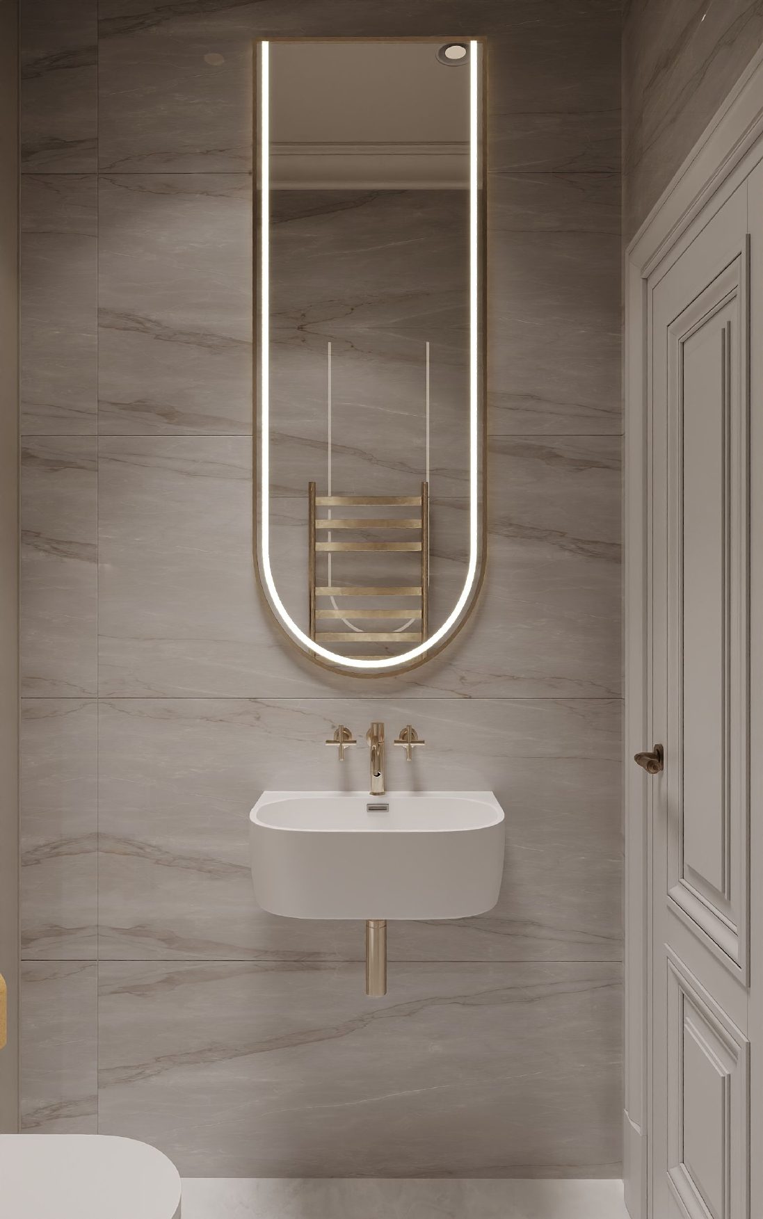 86 m² apartment in Khatai — Bathroom. Interior view 13