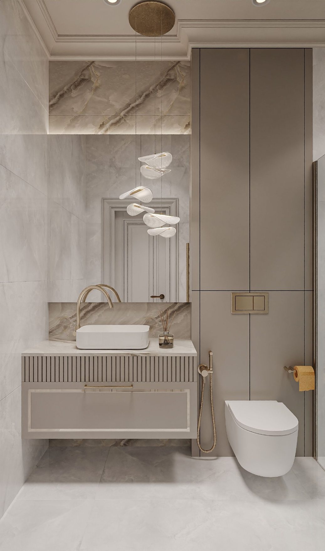 86 m² apartment in Khatai — Bathroom. Interior view 14