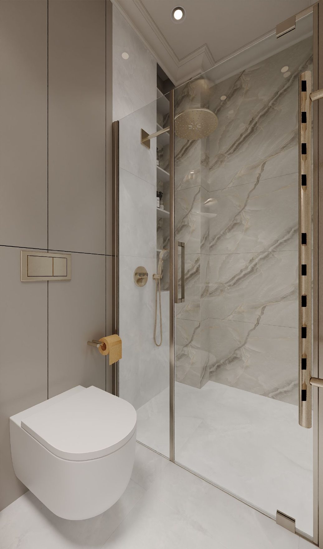 86 m² apartment in Khatai — Bathroom. Interior view 15