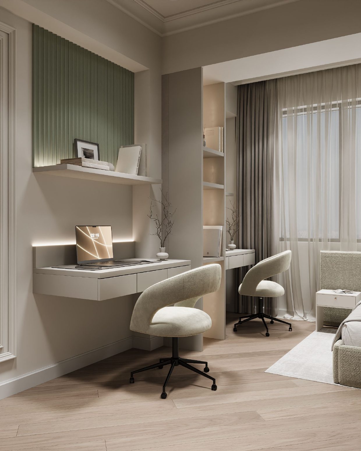86 m² apartment in Khatai — Master bedroom. Interior view 11