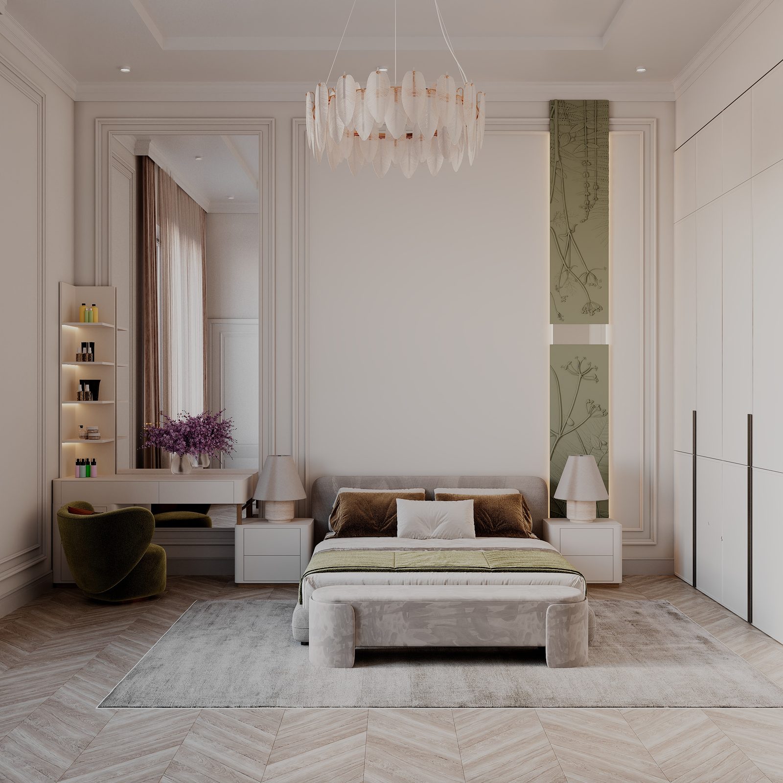 Apartment interior project — Master bedroom. Interior view 4