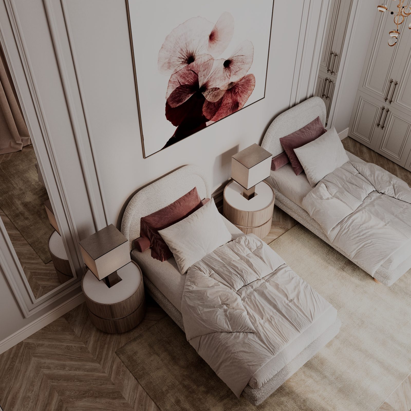 Apartment interior project — Master bedroom. Interior view 6