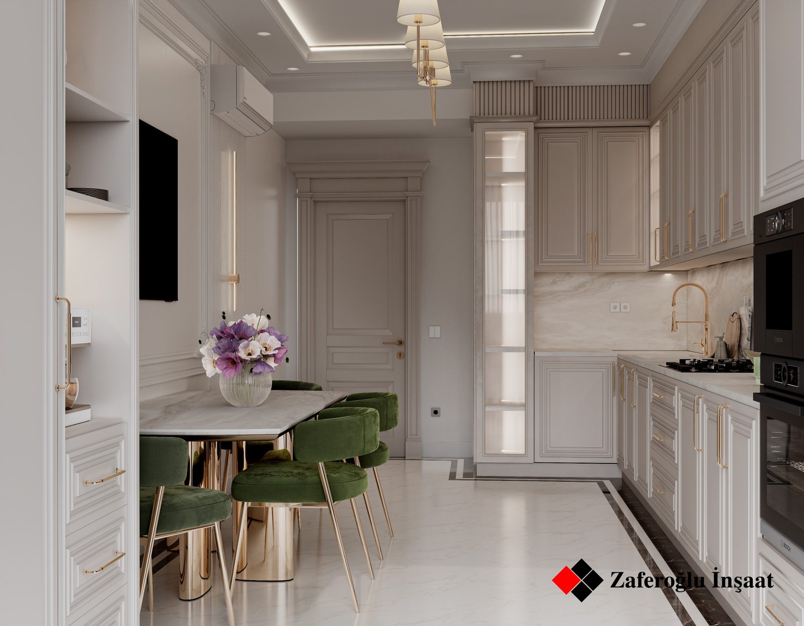 Apartment project at Baku City Residence — Kitchen. Interior view 3