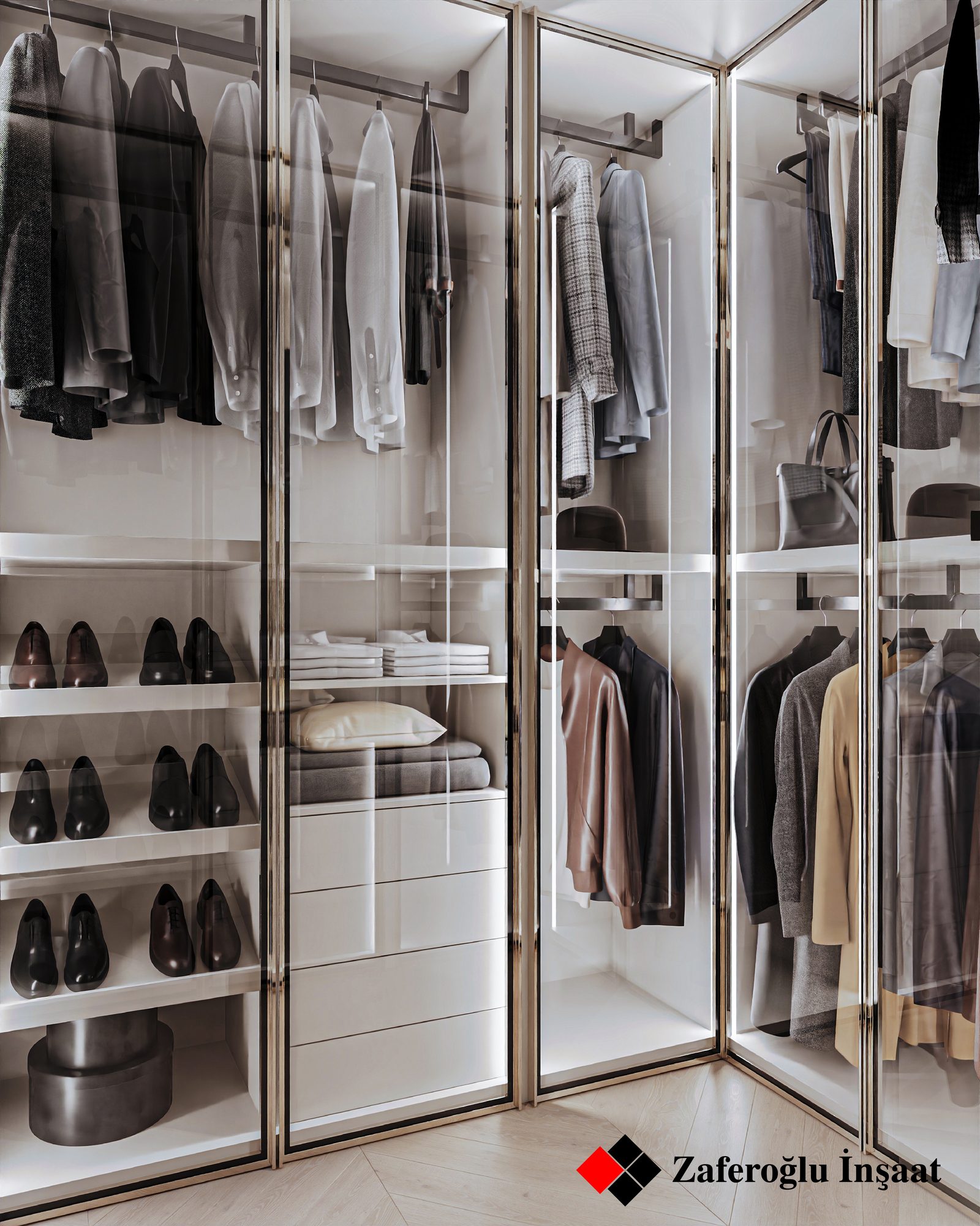 Apartment project at Baku City Residence — Wardrobe. Interior view 8