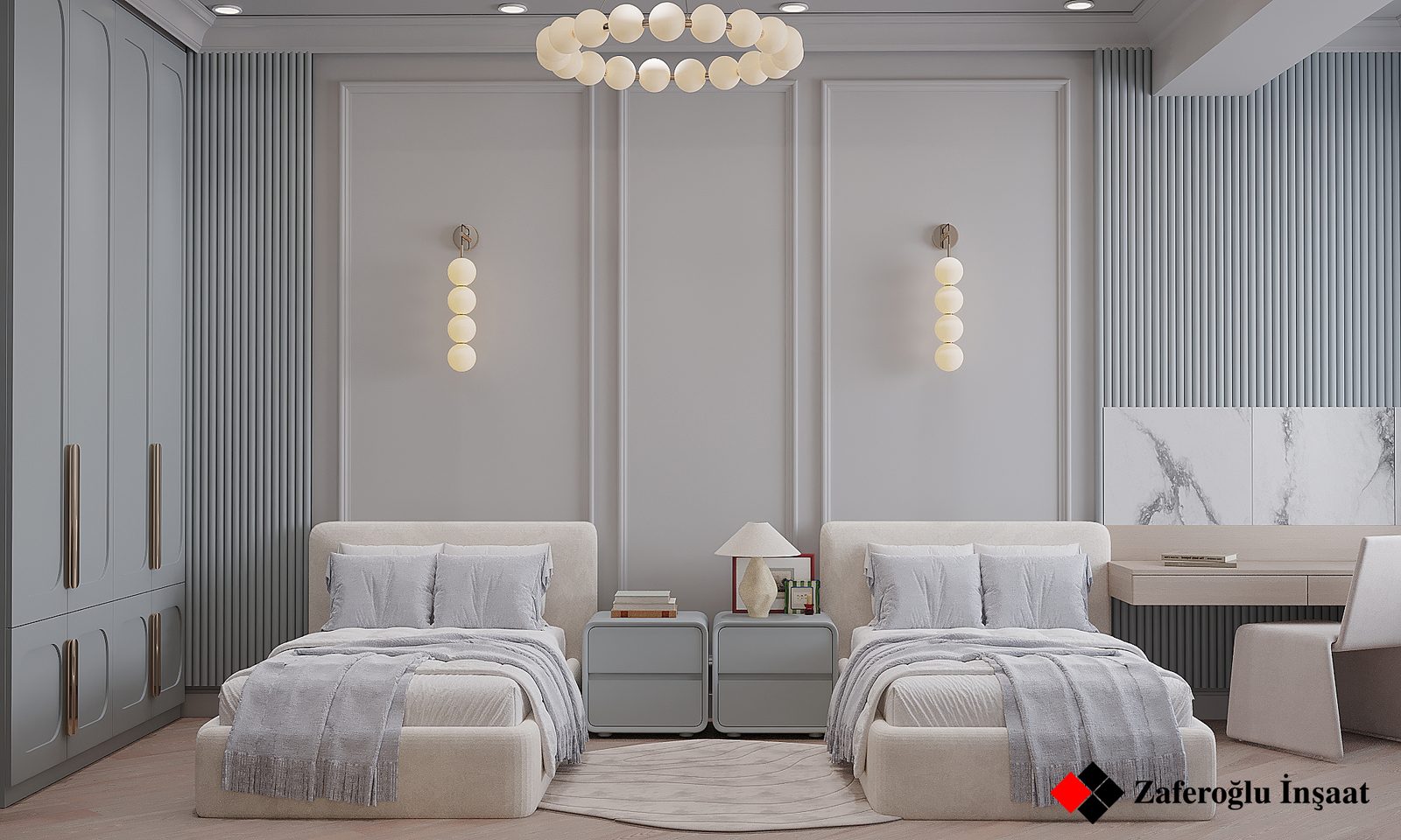 Apartment project at Baku City Residence — Children's room. Interior view 5