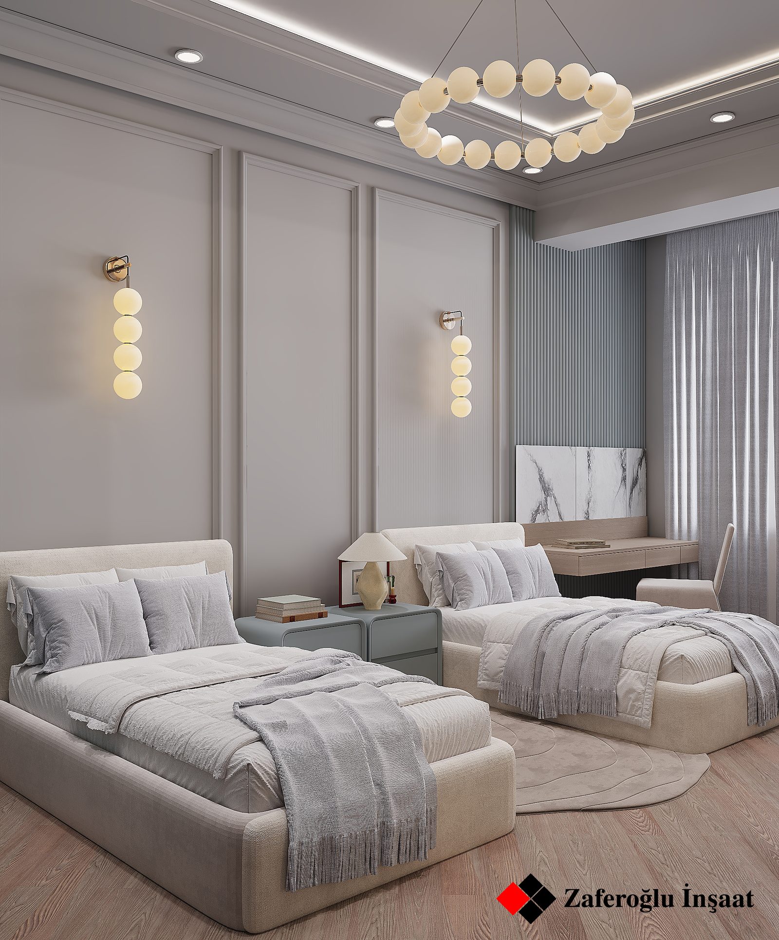 Apartment project at Baku City Residence — Children's room. Interior view 6