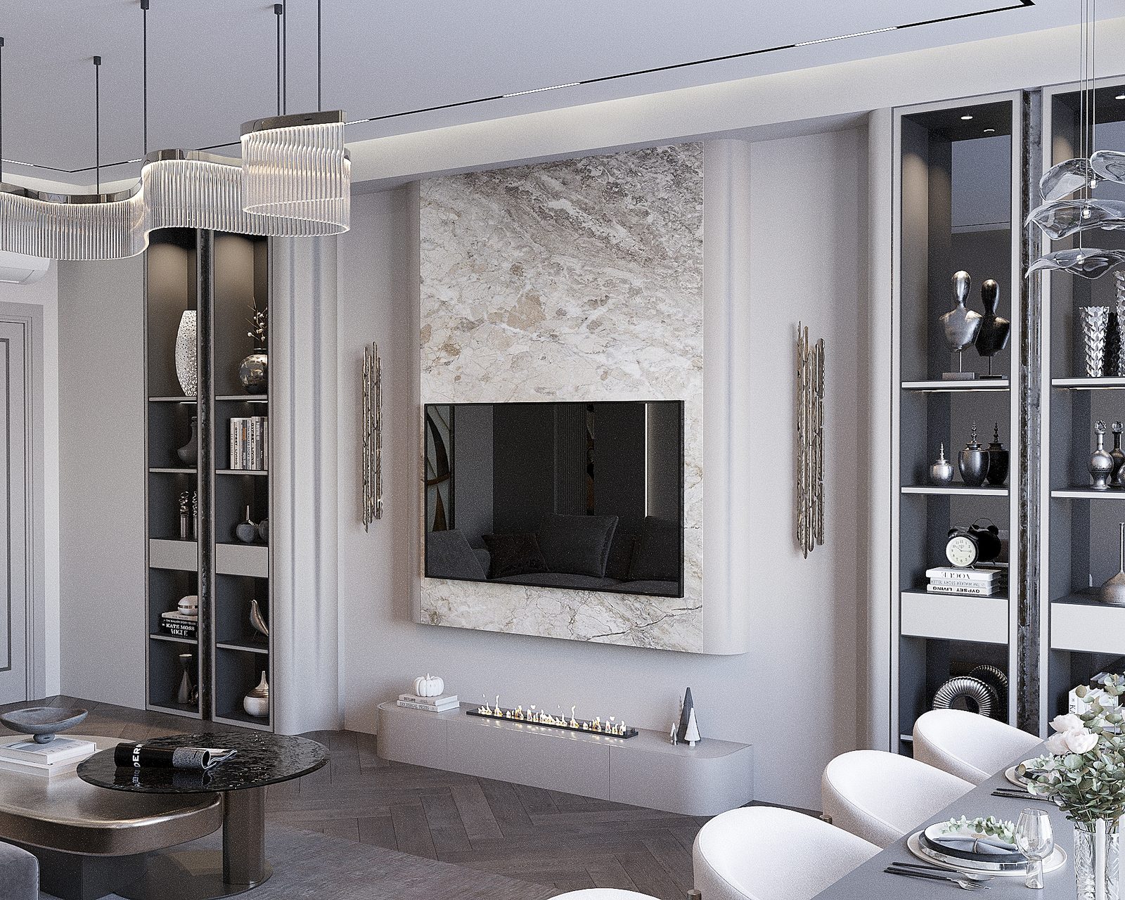 Selenium Residence-də mənzil layihəsi — Zal. İnteryer görüntüsü 3