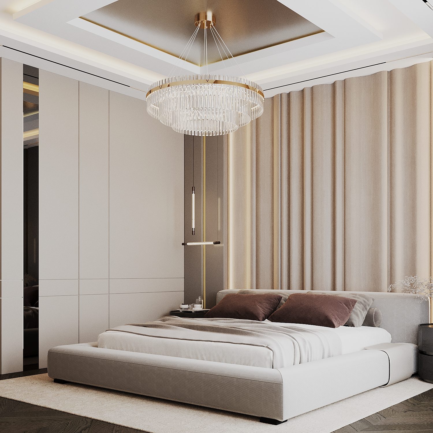 Selenium Residence-də mənzil layihəsi — Əsas yataq otağı. İnteryer görüntüsü 7