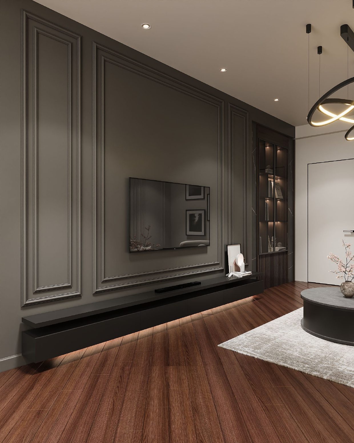156 m² apartment — modern interior — Living room. Interior view 3