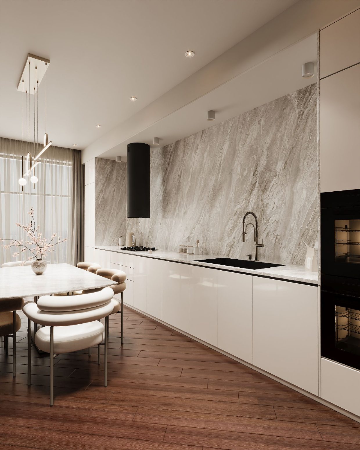 156 m² apartment — modern interior — Kitchen. Interior view 6