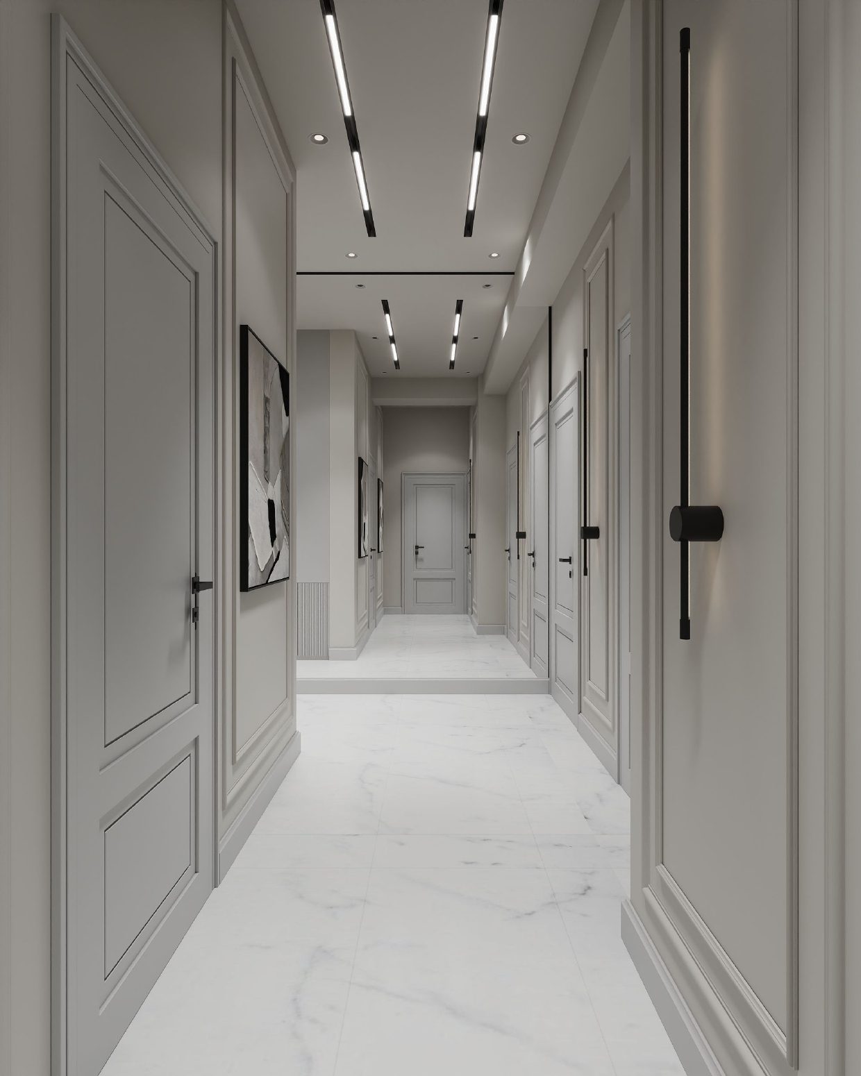 88 m² apartment — modern interior — Hallway. Interior view 2