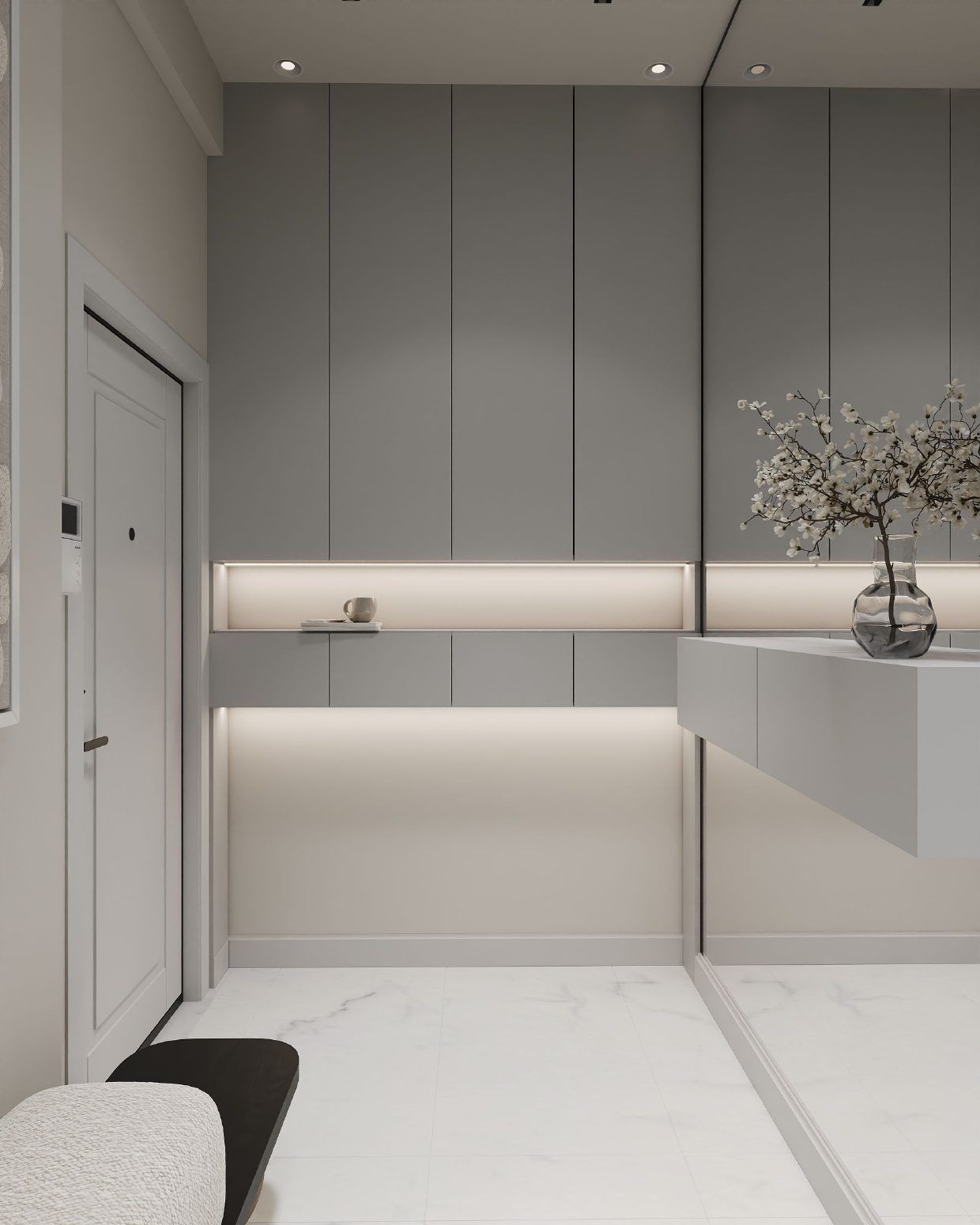 88 m² apartment — modern interior — Hallway. Interior view 3