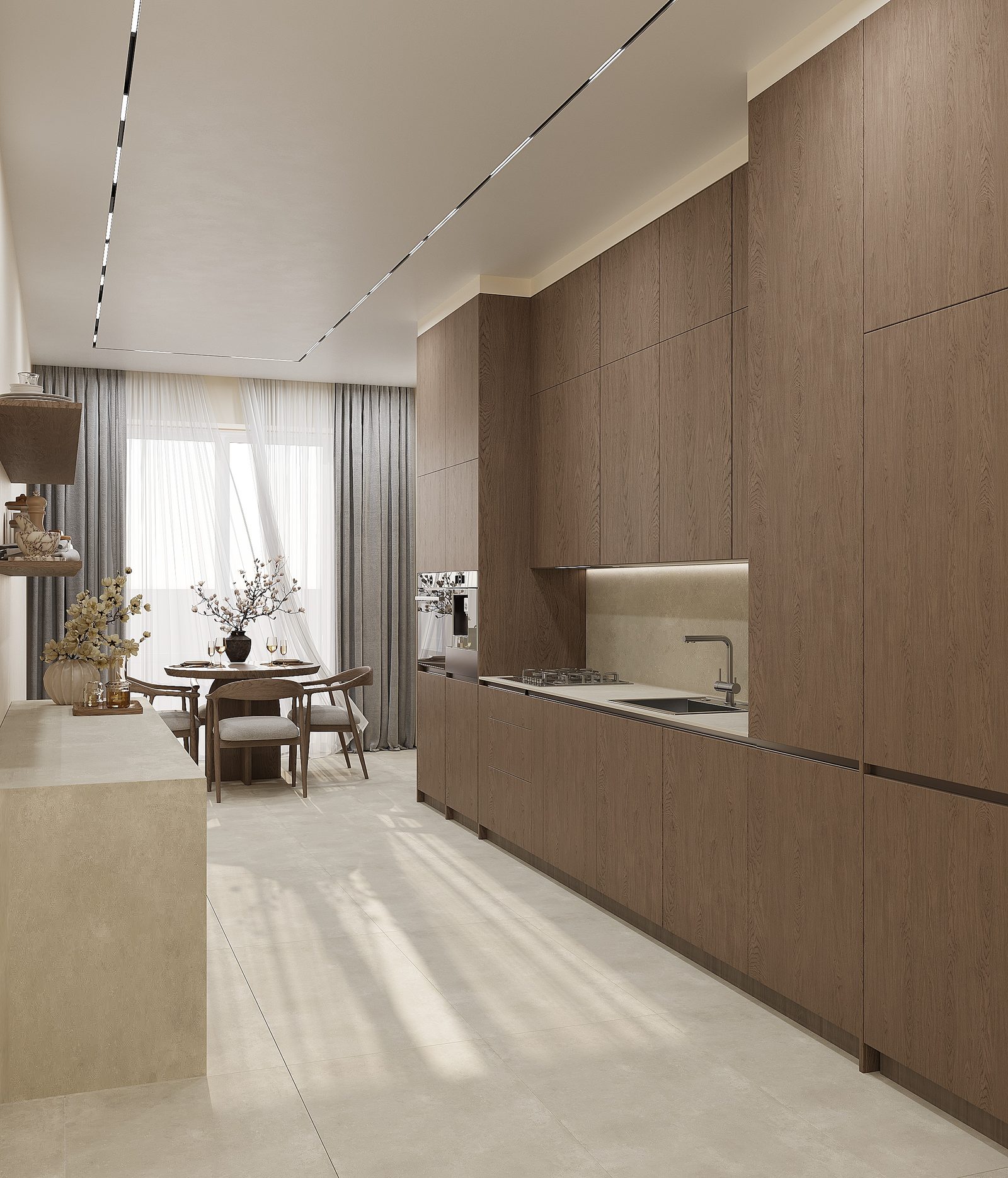 Apartment in Port Baku — modern interior — Kitchen. Interior view 4