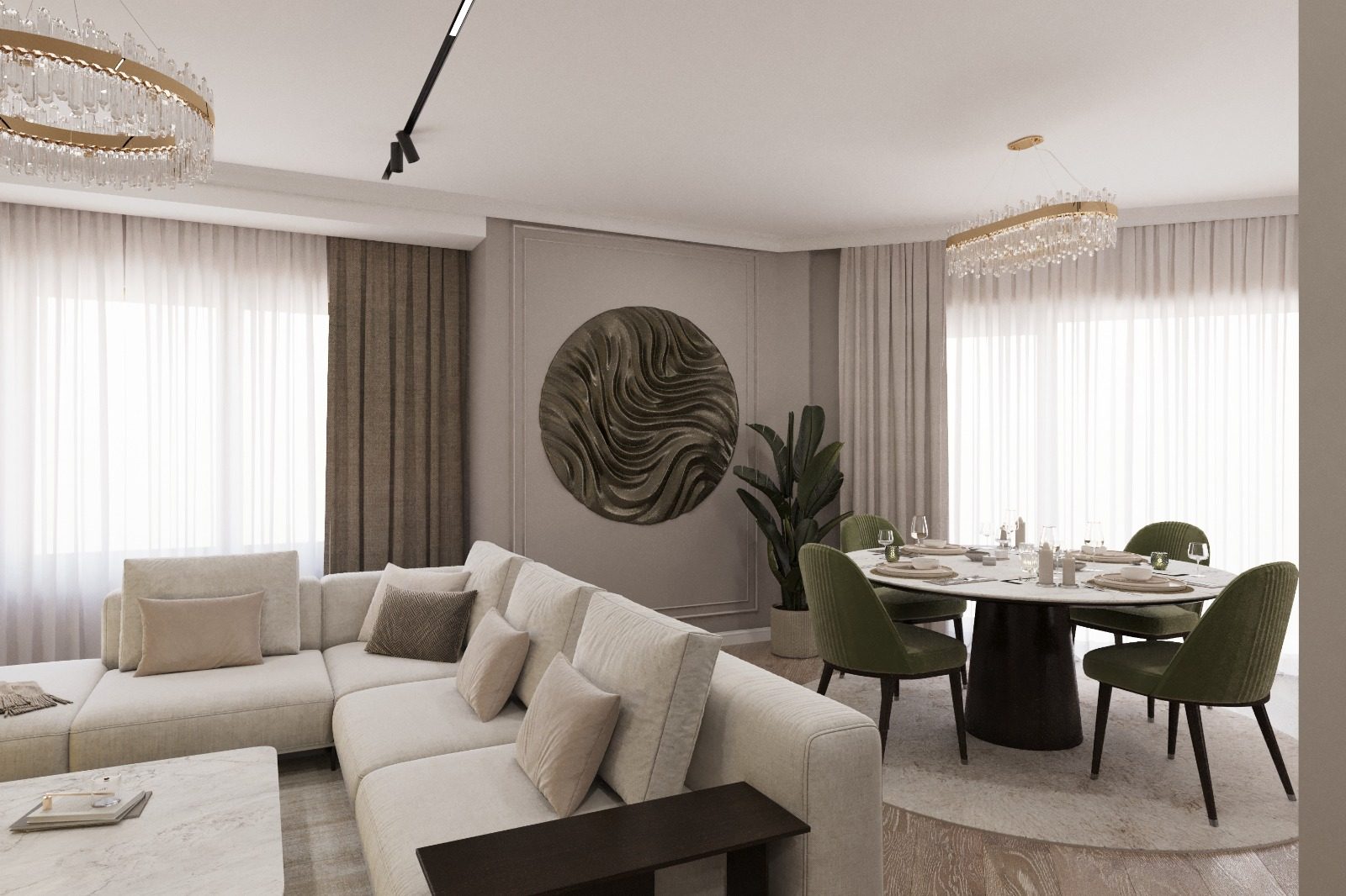 Квартира 115 м² — неоклассика — Гостиная. Вид интерьера 5