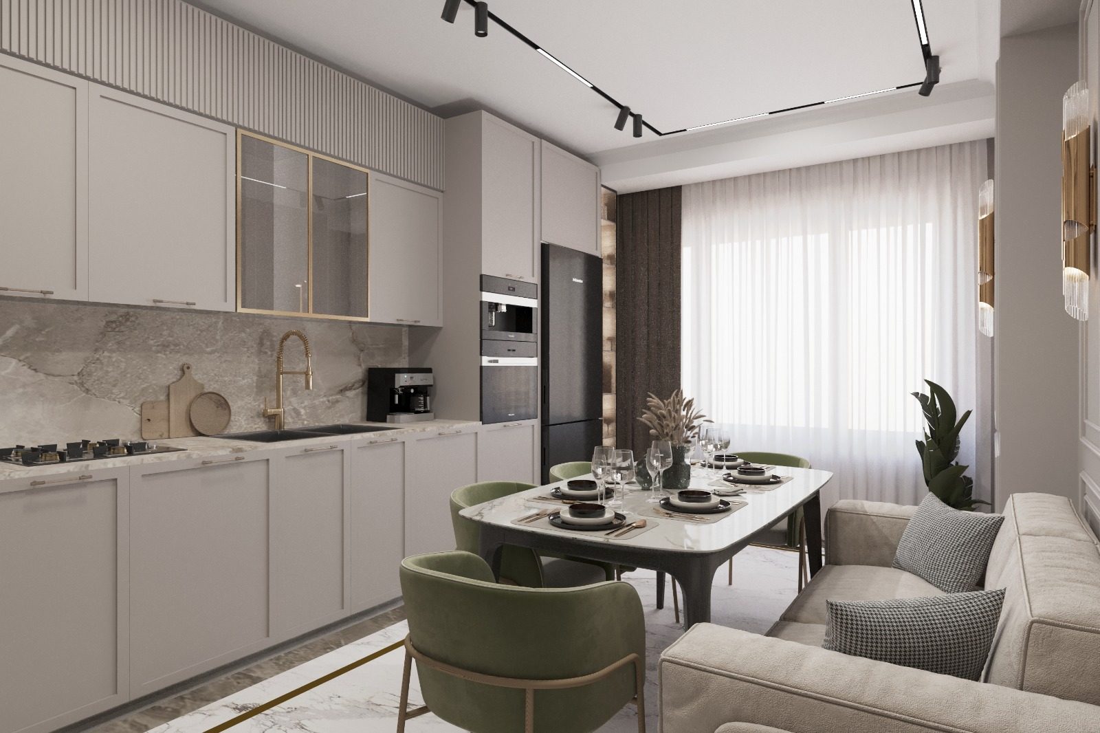 Квартира 115 м² — неоклассика — Кухня. Вид интерьера 7