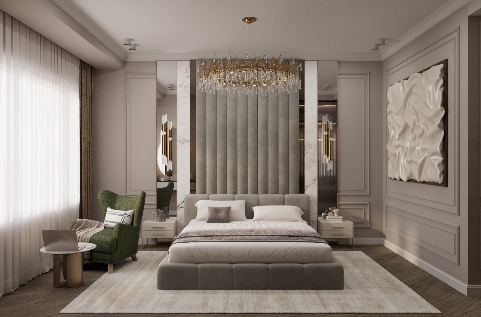 Квартира 115 м² — неоклассика — Спальня. Вид интерьера 8