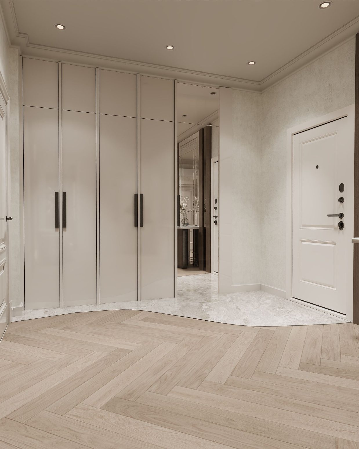 152 m² mənzil layihəsi — Neoklassika — Holl. İnteryer görüntüsü 2