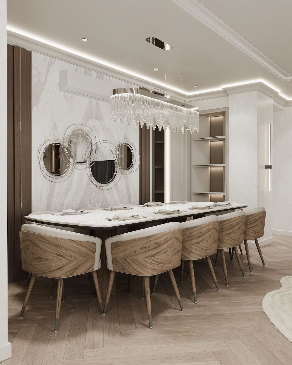 152 m² mənzil layihəsi — Neoklassika — Zal. İnteryer görüntüsü 4