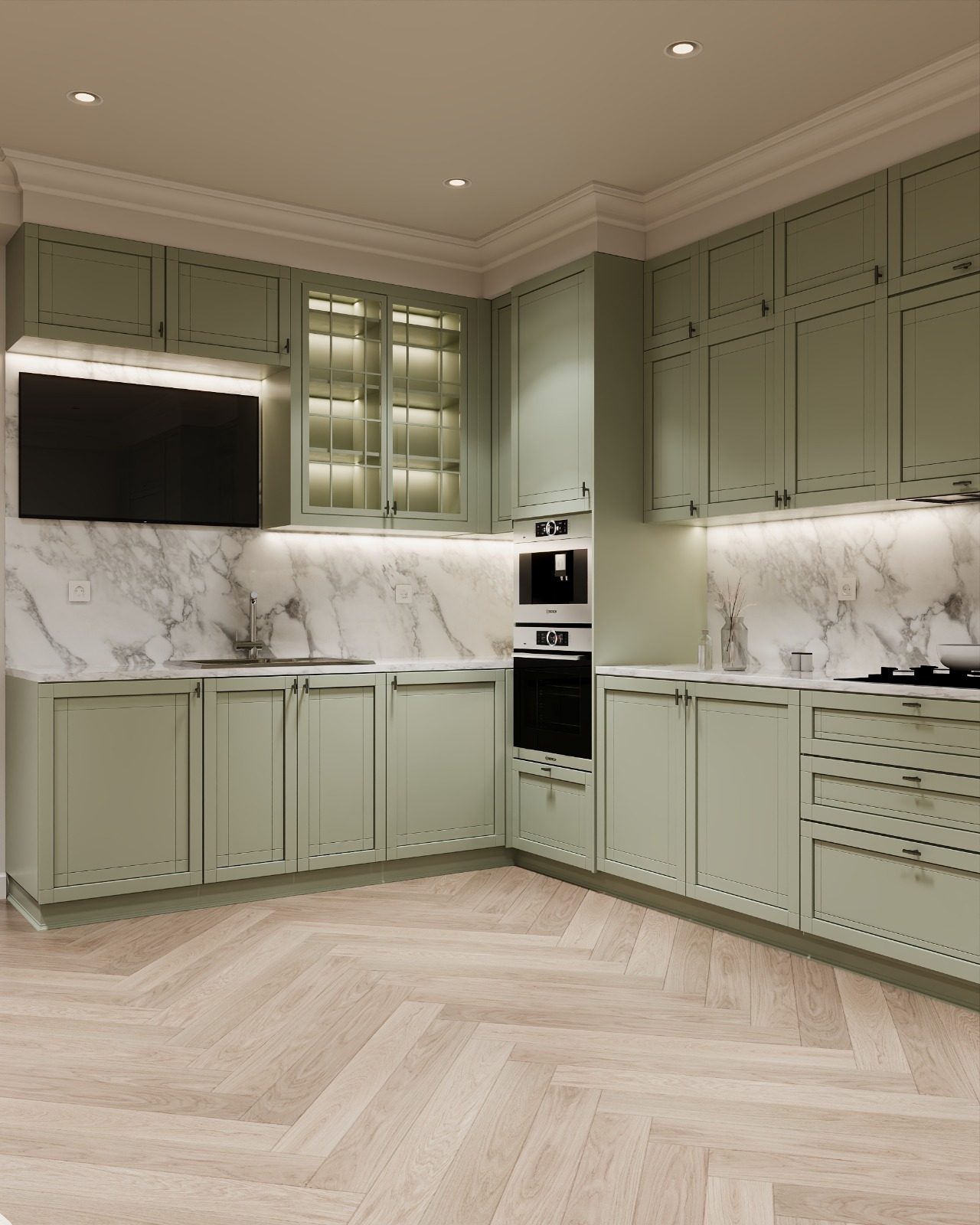 152 m² mənzil layihəsi — Neoklassika — Mətbəx. İnteryer görüntüsü 5