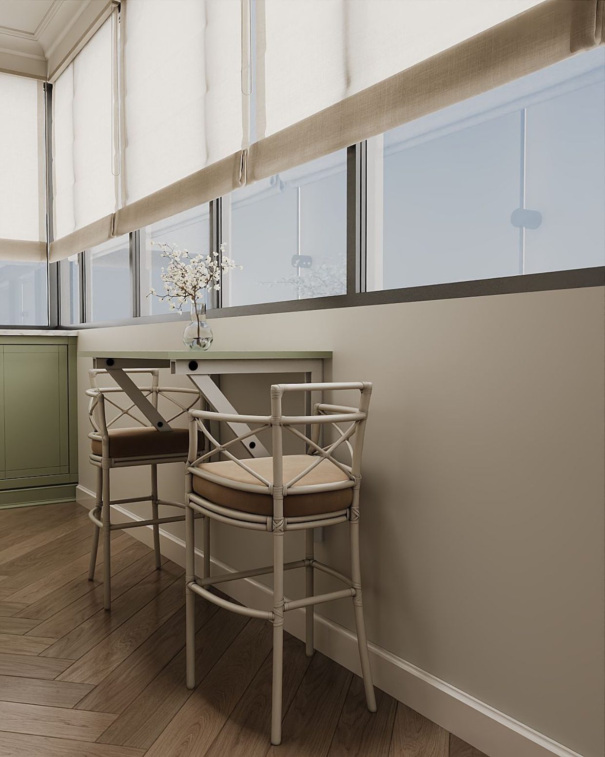 152 m² mənzil layihəsi — Neoklassika — Balkon və teras. İnteryer görüntüsü 13