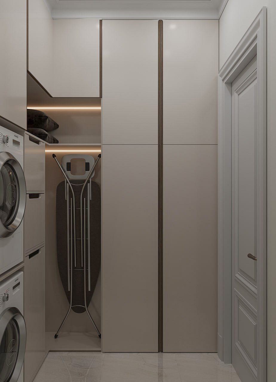 155,4 m² mənzil layihəsi — Neoklassika — Çamaşırxana. İnteryer görüntüsü 15