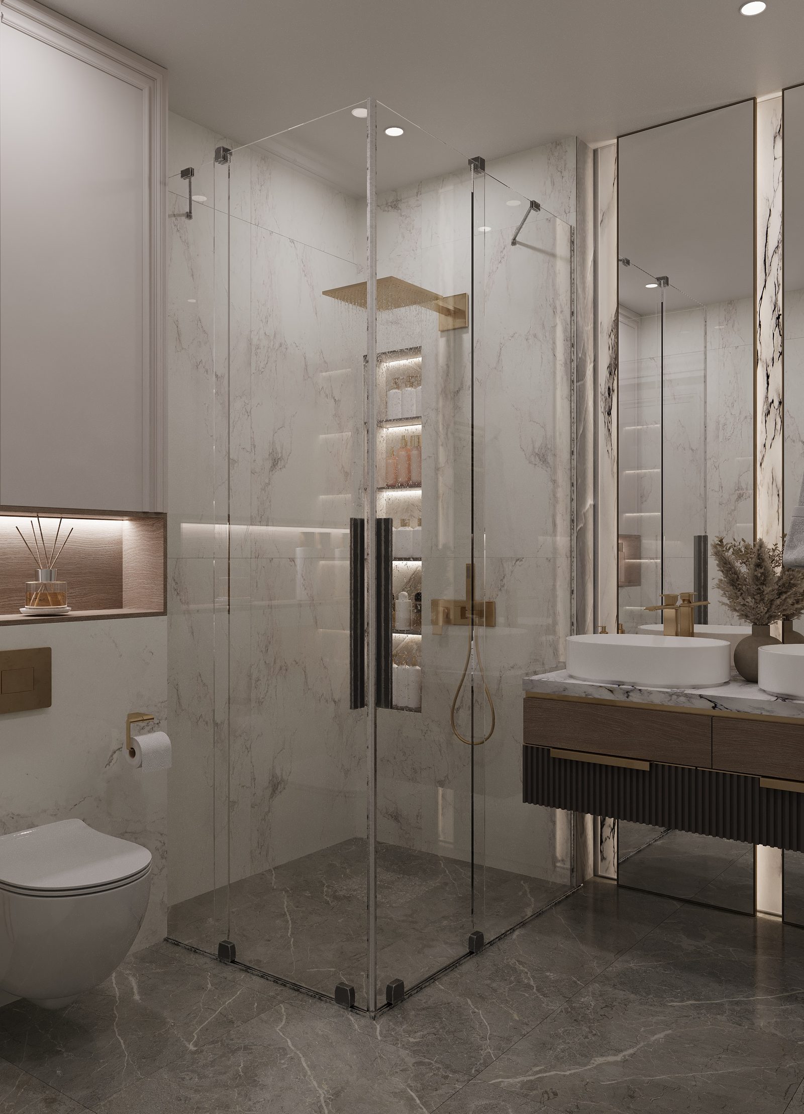 155,4 m² mənzil layihəsi — Neoklassika — Sanuzel. İnteryer görüntüsü 12
