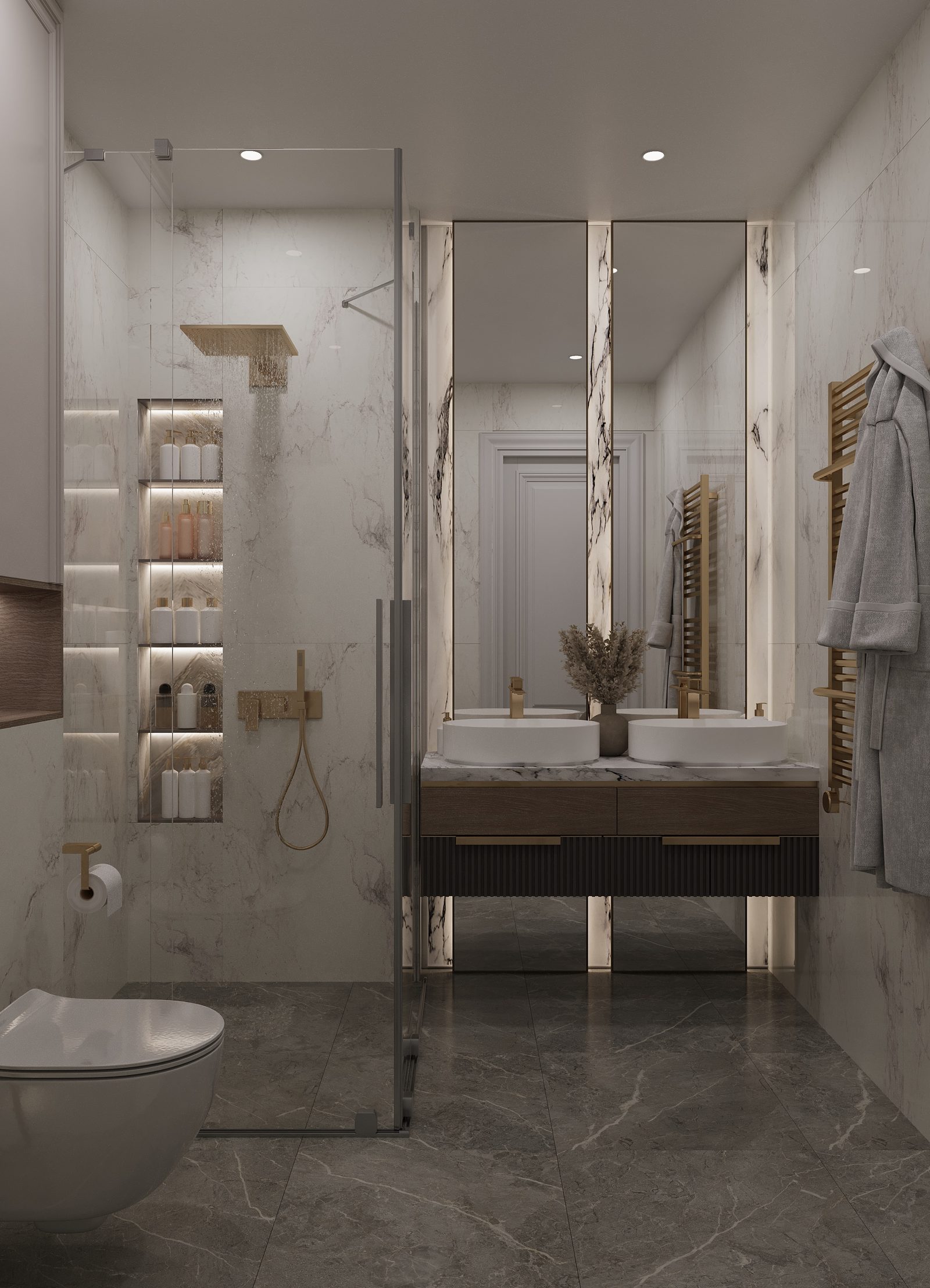 155,4 m² mənzil layihəsi — Neoklassika — Sanuzel. İnteryer görüntüsü 13
