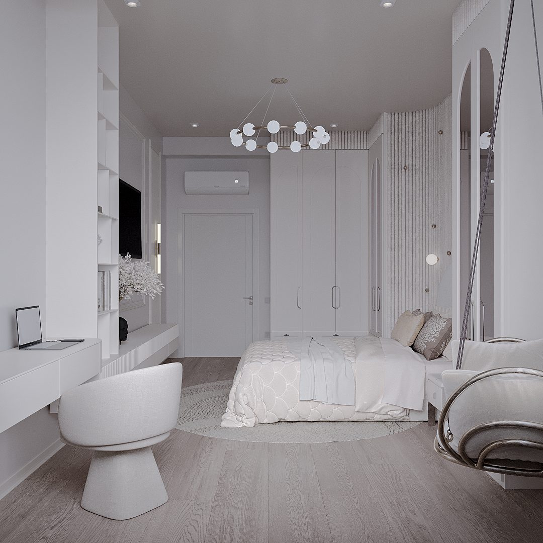 Квартира 197,9 м² — неоклассика — Комната девочки. Вид интерьера 8